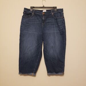 Lane Bryant Women's Jeans Size 20 Capri Blue Stretch Rolled Cuffs Medium‎ Wash